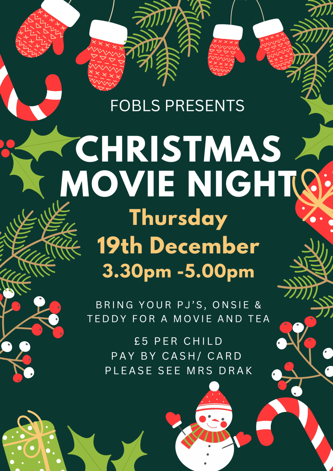 Christmas movie night poster